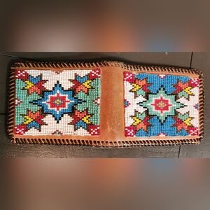 Handcrafted Native American Beaded Leather Wallet